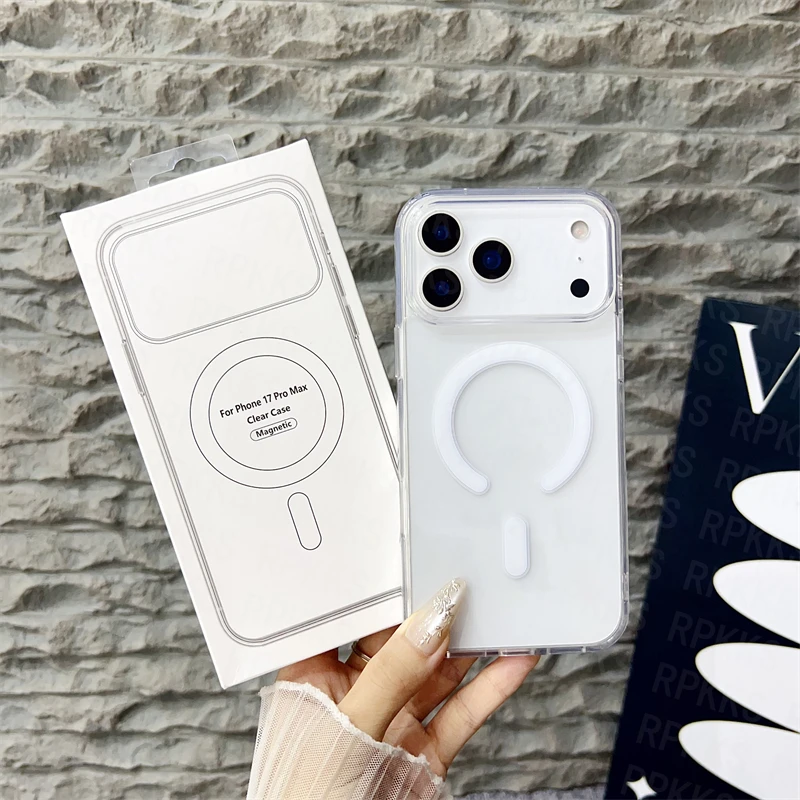Funda de carga inalámbrica magnética Magsafe transparente para iPhone 17 16 15 14 Plus 13 12 mini 11 Pro Max 16e iPhone 17 air Cover