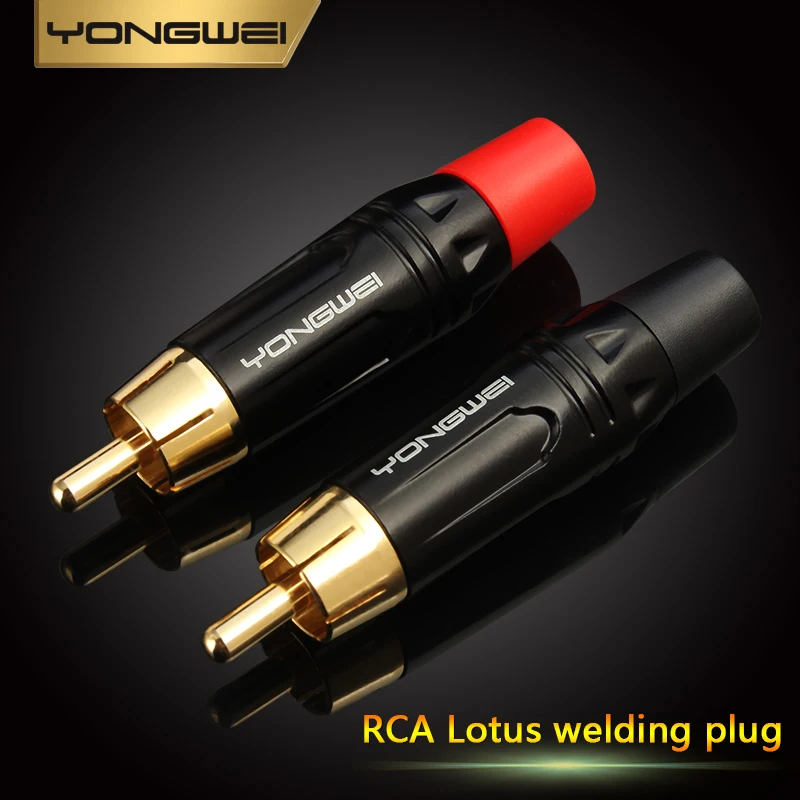 YONGWEI conector RCA Lotus dorado de cobre puro, amplificador de potencia, enchufe soldado para computadora, adecuado para audio de televisión AV - imagen 4