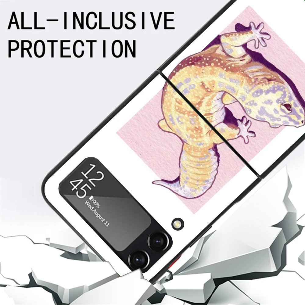 Fundas de teléfono negras de lagartos Geckos para Samsung Z Flip 7 6 5 4 3 Galaxy de lujo ZFlip7 ZFlip6 Flip5 Flip4 Flip3 funda Z Flip 6 - imagen 3