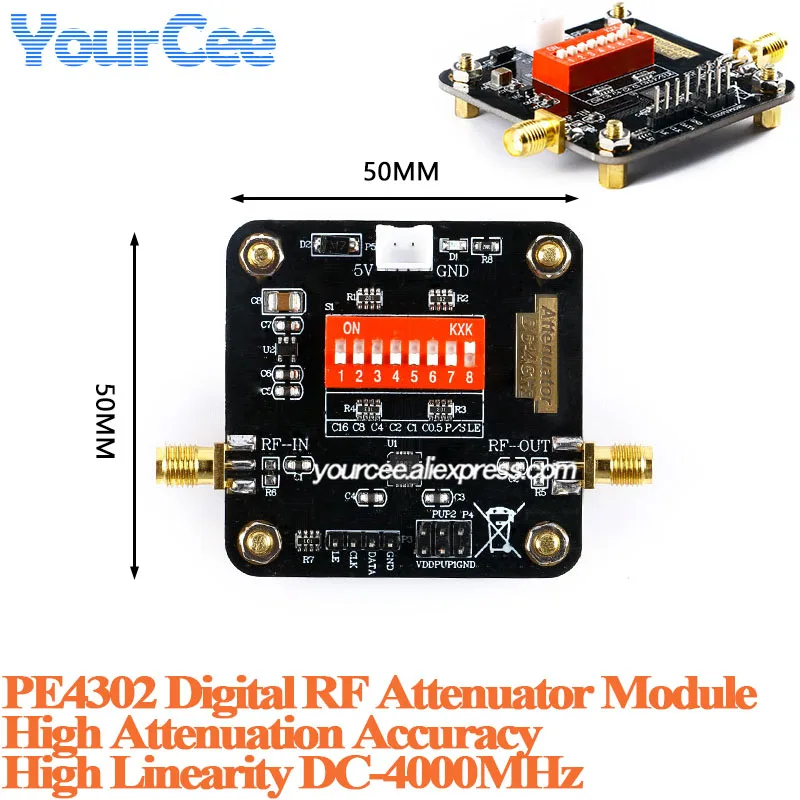 Módulo atenuador RF Digital PE4302, Control numérico, alta atmósfera de modo inmediato paralelo DC-4000MHz