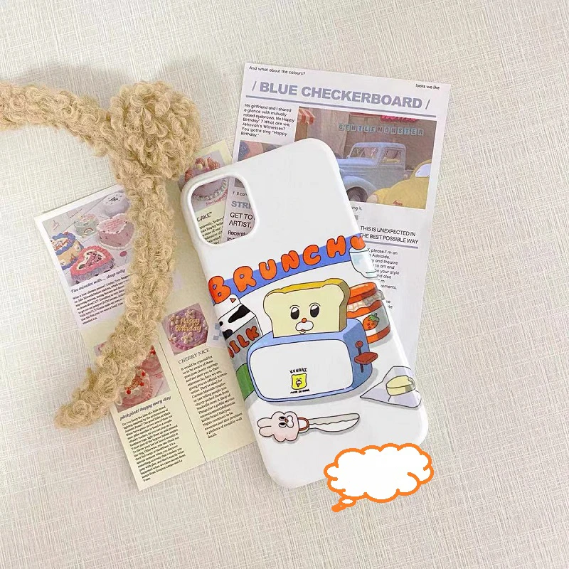 Funda de teléfono creativa coreana con pan tostado para iPhone 16 15 14 13 12 11 Pro Max XS XR XSMax 6 7 8 Plus, cubierta dura HD brillante para PC - imagen 4