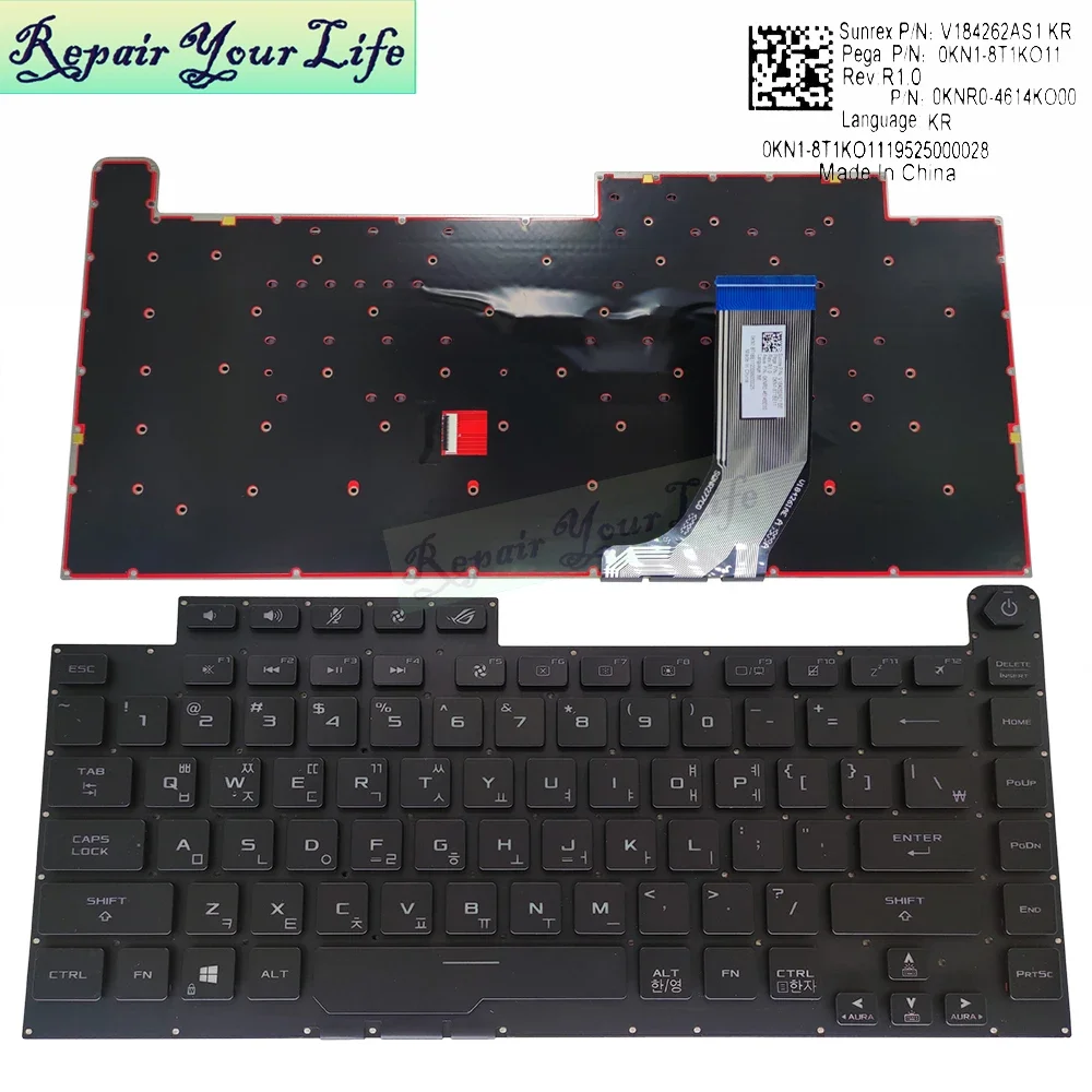 Teclado retroiluminado G512 coreano RGB para ASUS ROG G531 G531GW G512L G15 teclados retroiluminados coloridos para ordenador portátil azul nuevo 0KNR0-4613KO00 - imagen 2