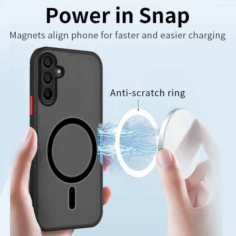 Funda de teléfono magnética mate de lujo para Samsung Galaxy A56 A36 A26 A16 A06 funda rígida de cubierta completa resistente a impactos y a golpes - imagen 2