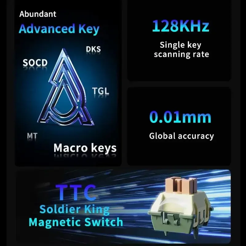 Ajazz Ak820 Max interruptor Ultra magnético Teclado mecánico 8k 128khz 0,01mm RGB personalizado inalámbrico teclado para juegos e-sports caliente - imagen 2