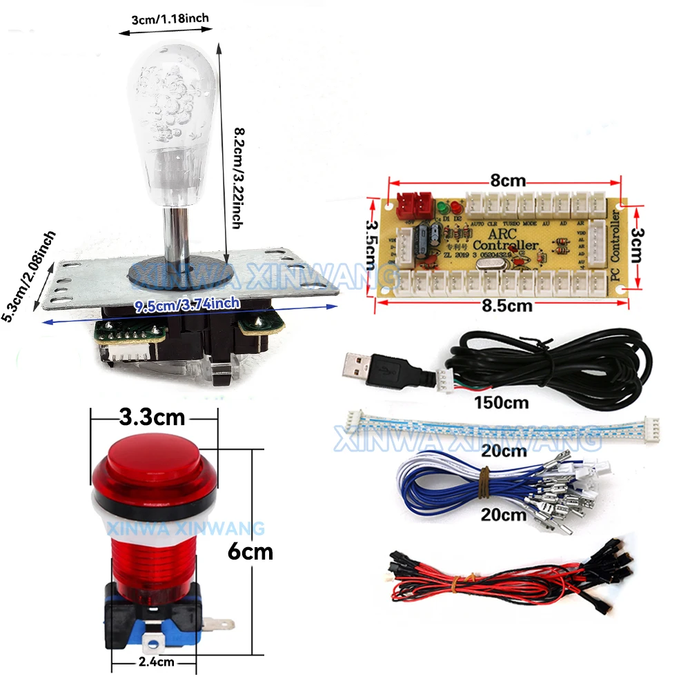 Reproductor de juegos DIY SANWA Arcade Kit para PC Raspberry Pi con pulsador LED Joystick de estilo americano Cable codificador USB Mame Pandora - imagen 5