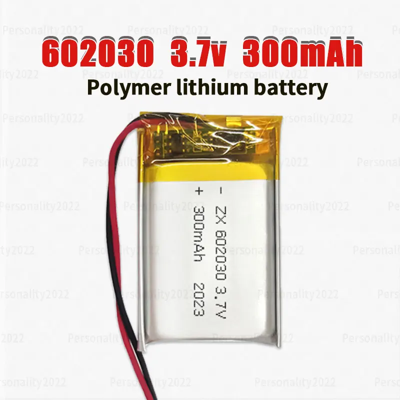 602030 Batería de litio 300mAh 3,7 V 2lipo baterías recargables de polímero de iones de litio para auriculares Bluetooth altavoz Monitor temporizador automático