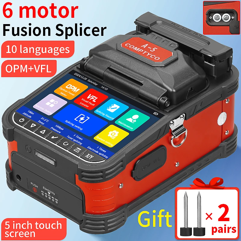 COMPTYCO A-5 épisseuse de Fusion de fibres optiques SM MM Machine de soudage de fibres optiques multilingue noyau de fibres thermofusible intégré OPM VFL - imagen 2