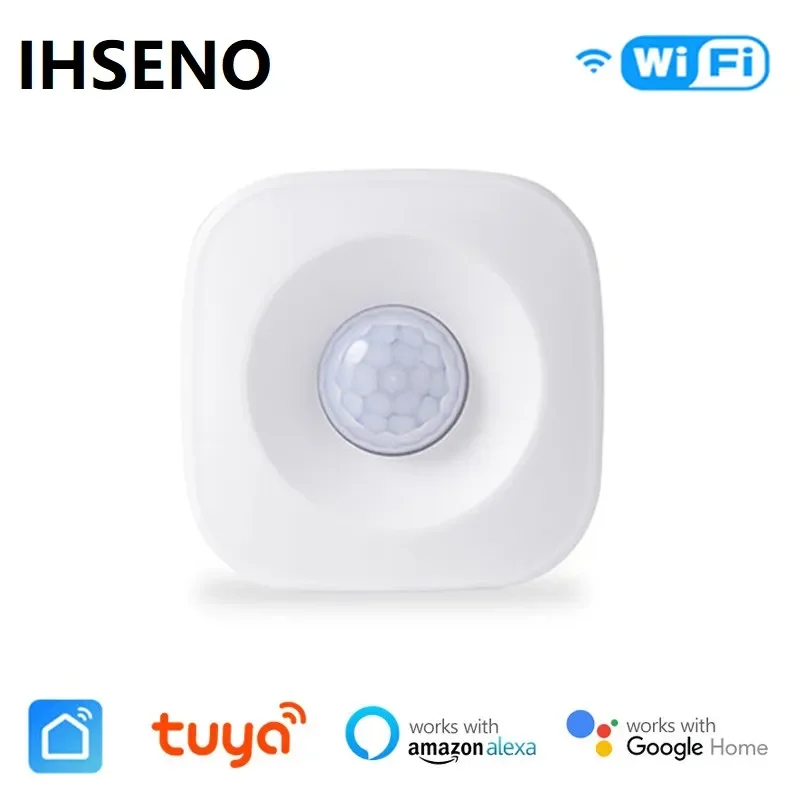 Tuya-Sensor de movimiento PIR inteligente, WIFI, Sensor de movimiento, aplicación Smart Life, sistema de automatización del hogar inalámbrico a través de Alexa y Google Home