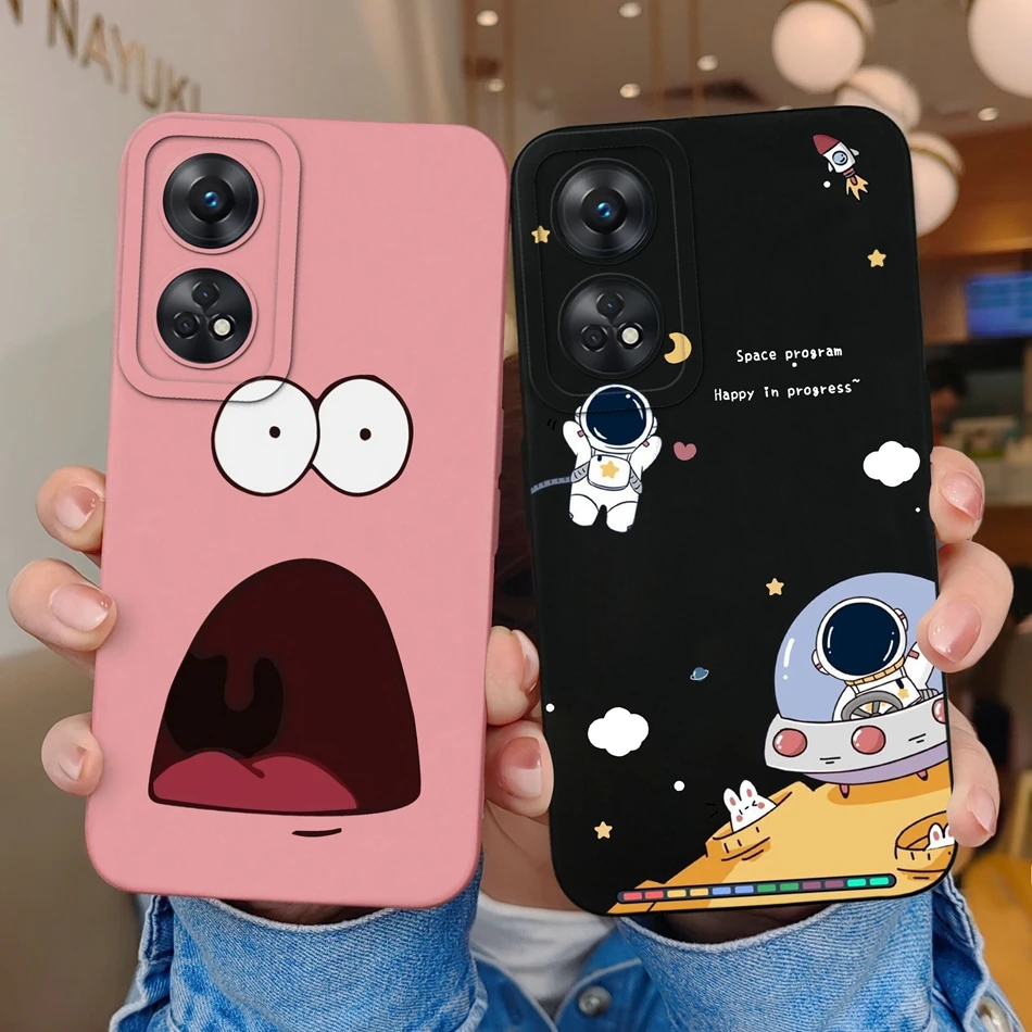 Funda de teléfono para OPPO Reno 8T 4G 5G 8Z 8Lite, protección de cámara de dibujos animados, parachoques de silicona líquida para OPPO Reno8 T, Fundas de regalo - imagen 3
