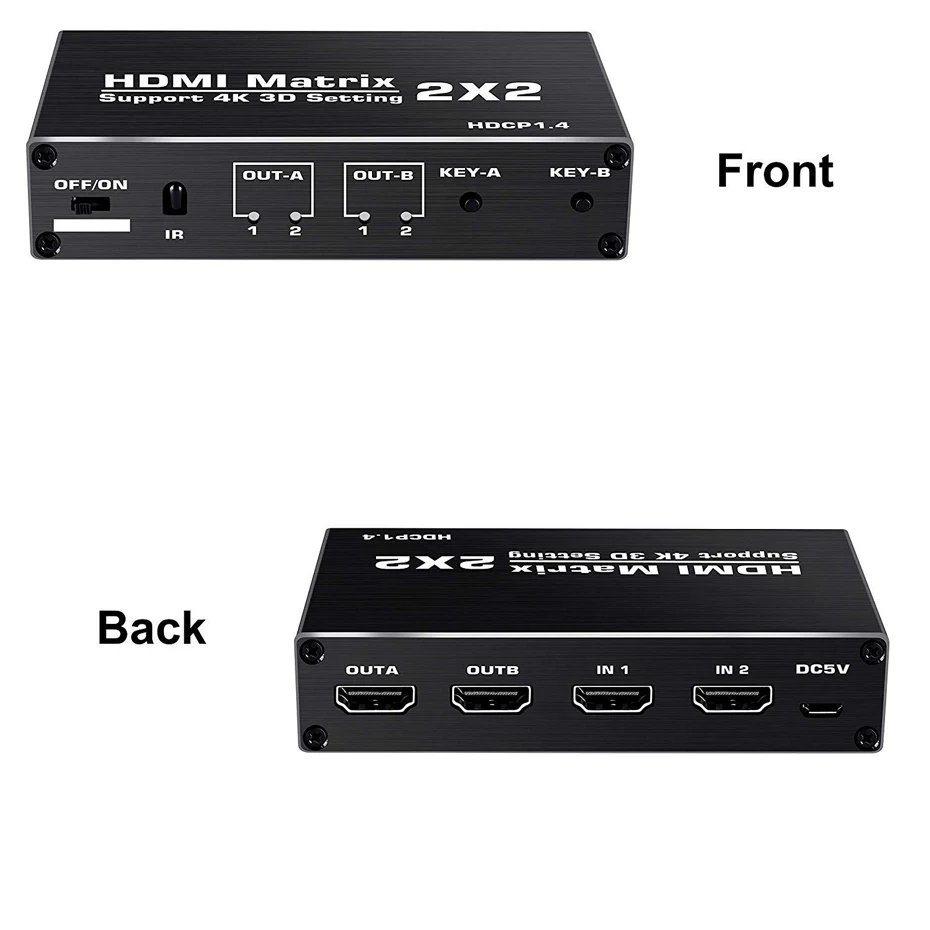 Conmutador de matriz HDMI 4K, conmutador divisor 2X2, entrada HDMI, 2 salidas, matriz de interruptor HDMI 4K 30Hz HDCP 1,4 para reproductor de DVD PS4 HDTV - imagen 4