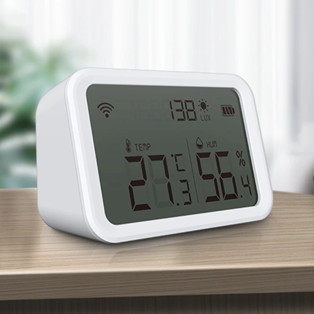 Monitor de iluminación y humedad 3 en 1, medidor con batería, monitoreo remoto a través de la aplicación, pantalla LCD grande para hogar inteligente - imagen 2