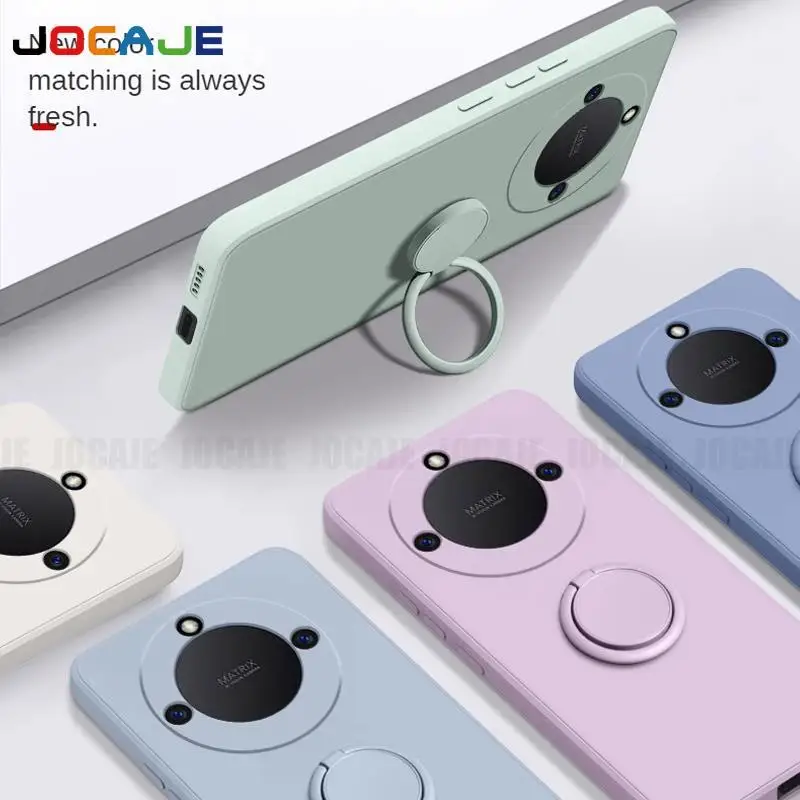 Para Honor X9D X70 funda de teléfono con soporte de anillo de silicona líquida para Huawei Honor X 9D X 70 funda suave de TPU a prueba de golpes con cordón - imagen 2