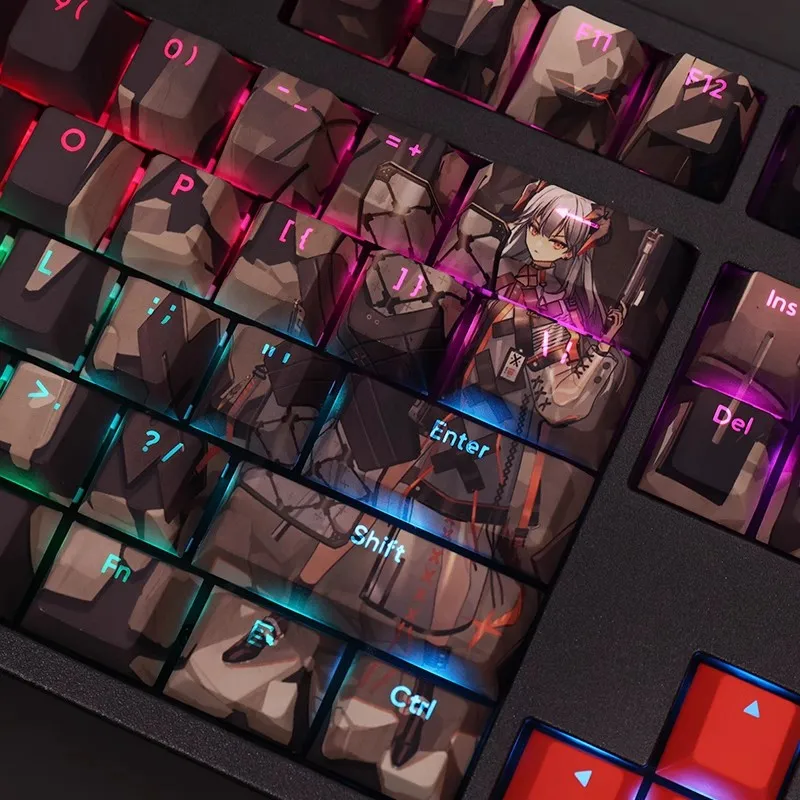 Arknights Saria-Juego de teclas retroiluminadas para juegos, 108 teclas, PBT Dye, Anime, ANSI 61, 87, 104, 108, teclado de diseño - imagen 4