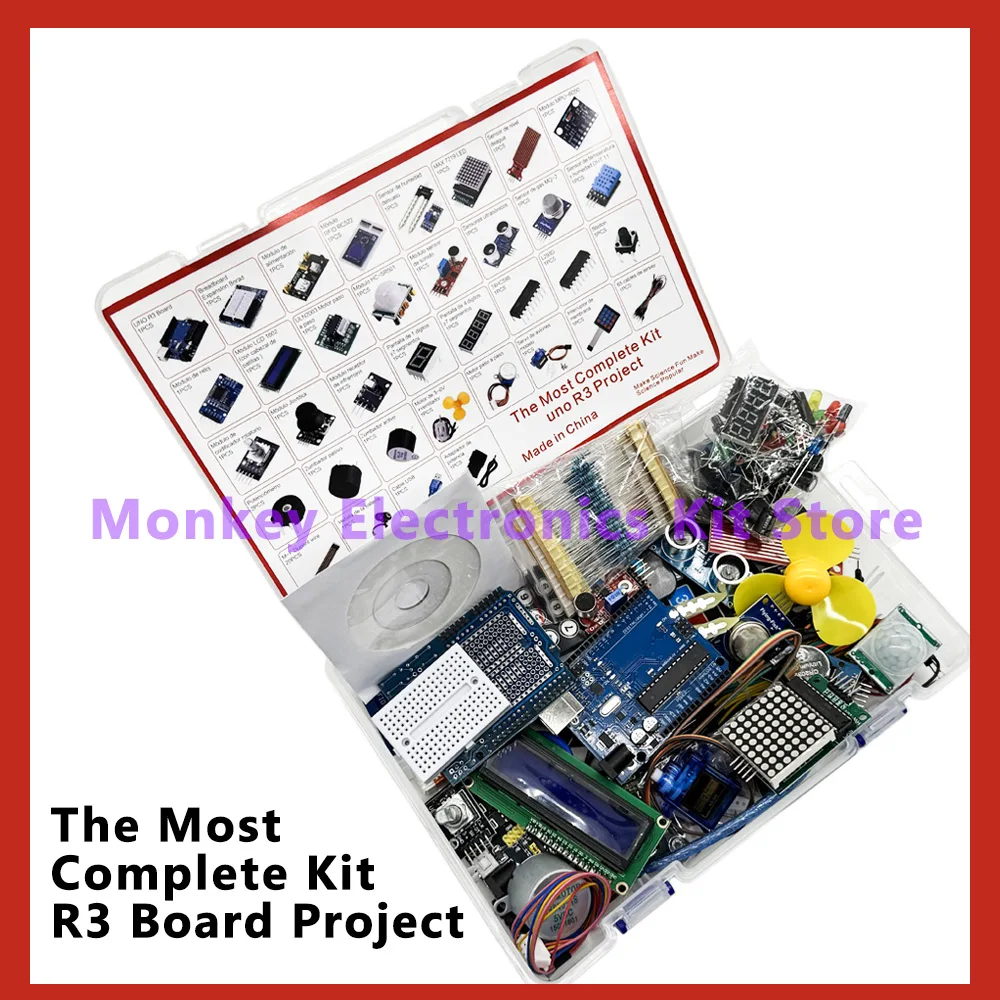 Kit de aprendizaje inicial de versión completa para proyecto de programación de tablero R3, Kit inteligente para principiantes de laboratorio de electrónica DIY para IDE R3 - imagen 3