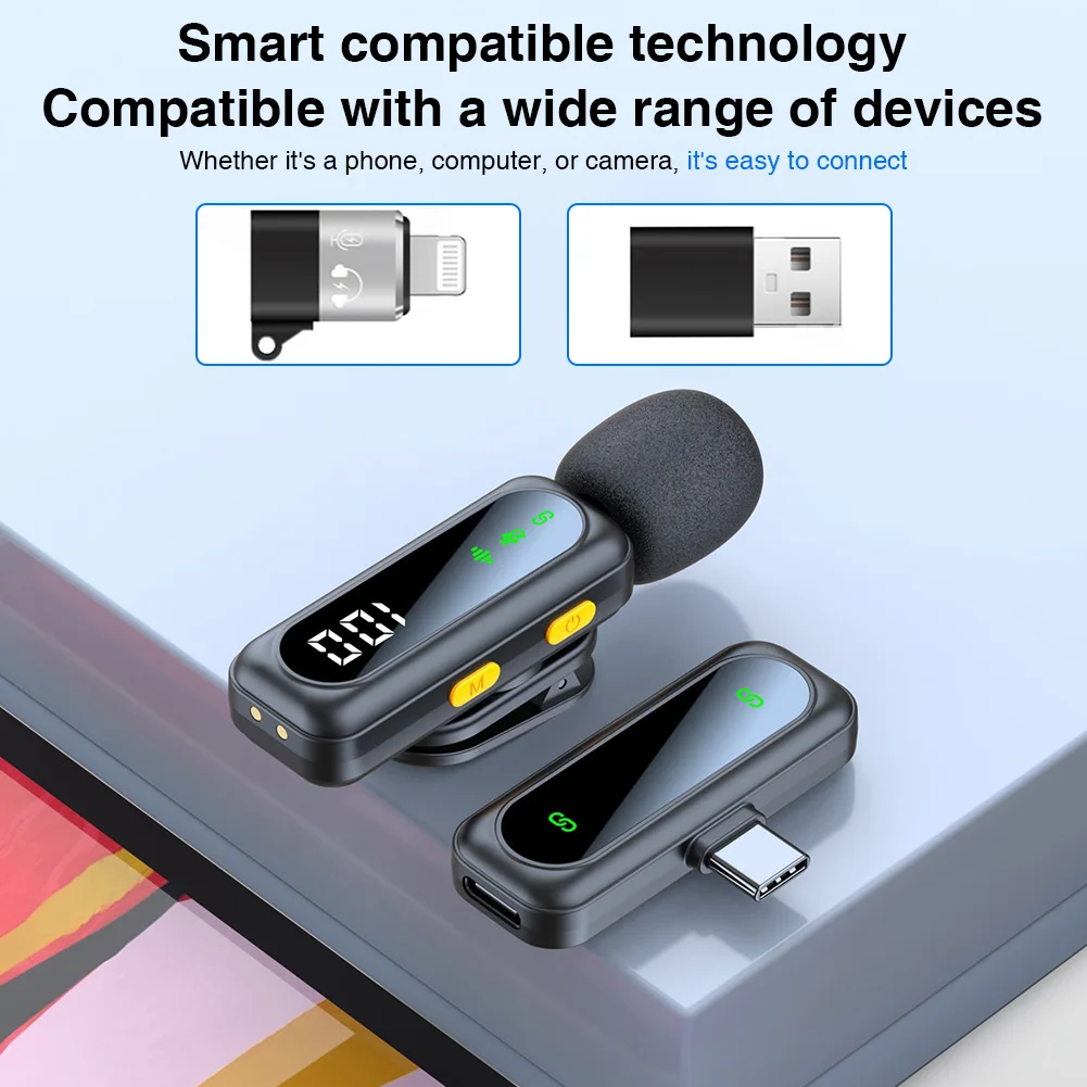 Paquete de 2 micrófonos inalámbricos con cancelación de ruido Mini micrófono Plug and Play micrófono inalámbrico para grabación de vídeo Android/iPhone - imagen 2