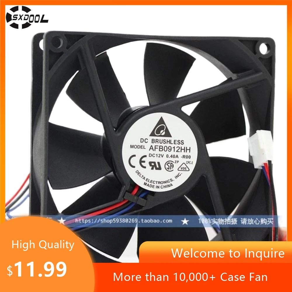 Para Delta AFB0912HH-F00 92x92x25mm 12V 0.40A 5500RPM 80CFM ventilador de servidor de PC de alto flujo de aire