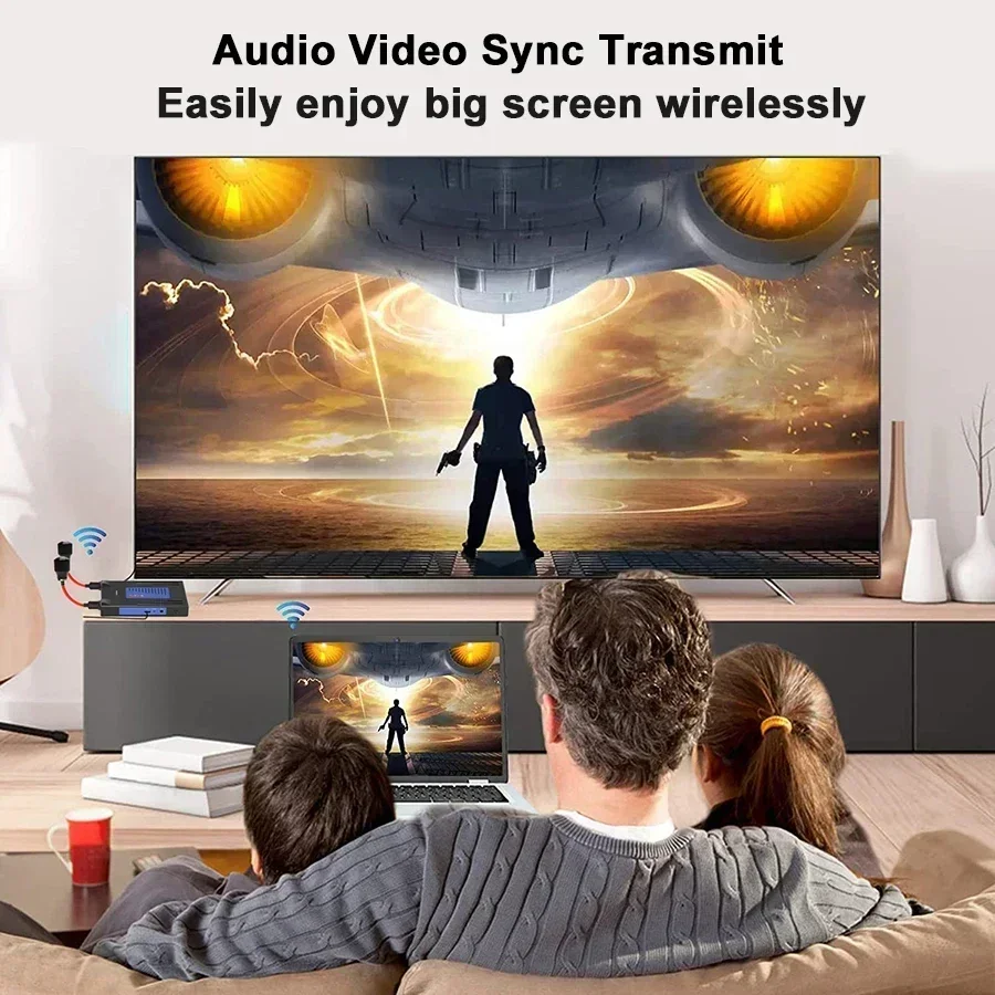 Sistema de transmisión inalámbrica de vídeo, transmisor y receptor extensor HDMI para cámara, portátil, PC a TV, pantalla múltiple, 300M - imagen 5
