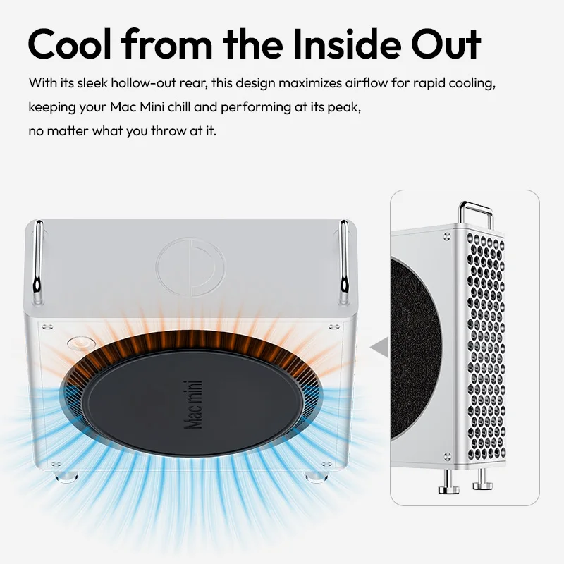Ulanzi QT01 Mac Mini funda de aleación de aluminio para Mac Mini M4/M4 Pro disipación de calor optimizada DIY MAC Mini soporte configuración magnética - imagen 5