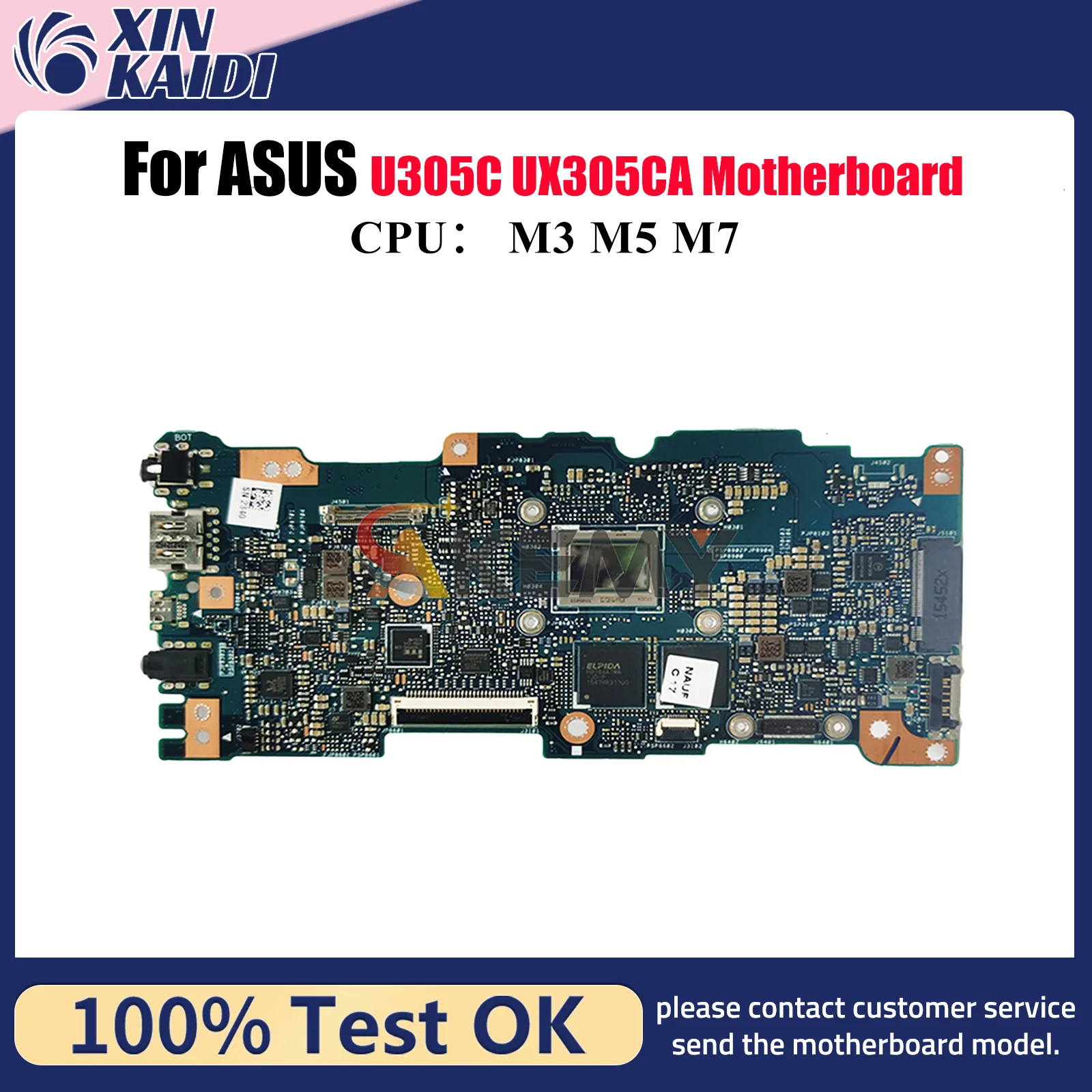 Placa base para ordenador portátil UX305CA para ASUS ZenBook UX305CA U305C UX305C placa base para portátil con CPU M3 M5 M7 100% pruebas OK envío rápido