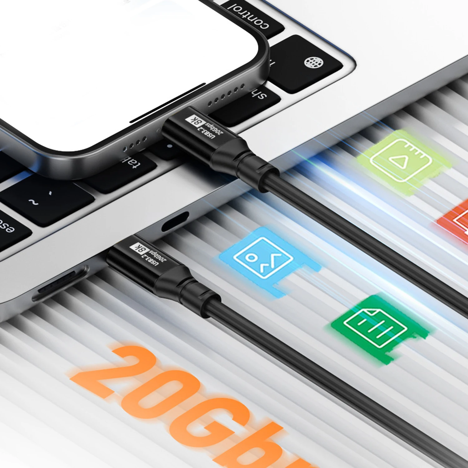 Cable de datos tipo C a tipo C de 20Gbps, carga rápida para iPhone 15 16 Pro Max, Samsung Mi USB3.2, Cable de vídeo de transferencia de alta velocidad 8K - imagen 2