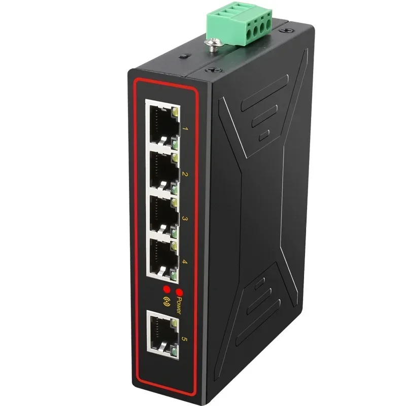 Conmutador Ethernet Industrial de 5 puertos, caja de Metal de 10/100Mbps, refuerzo de señal Rj45, interruptor de red Vlan, adaptador de protección contra rayos - imagen 4