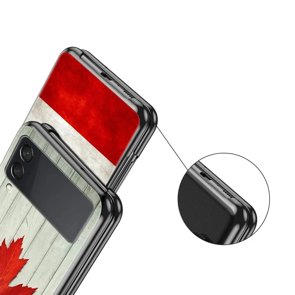 Para Samsung Galaxy Z Flip 3 4 5 duro negro plegable PC funda de teléfono arce bandera de Canadá amor fútbol para Samsung Z Flip3 contraportada - imagen 4