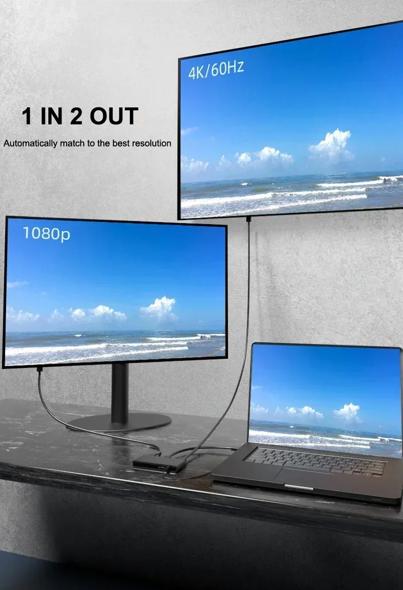 Divisor HDMI 4K 60hz 1x2 1x4 1 en 2 4 salidas 3x1 4x1 interruptor 1080p HDMI Switcher 4 en 1 salida para PS4 PS5 portátil PC a proyector de TV - imagen 2