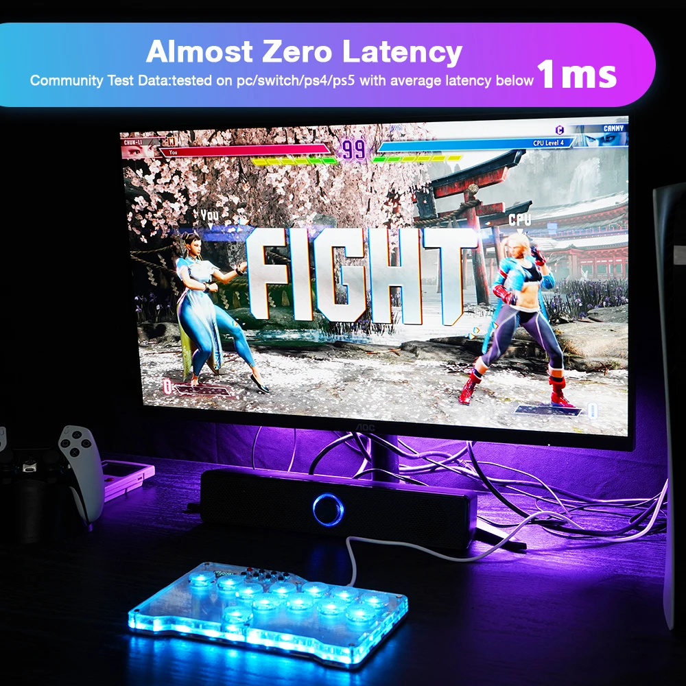 TicKnot Gamepad Pro Hitbox Arcade Stick para juegos de lucha P5 Hot SWAP Cherry Swicth controlador sin palanca para PS4/PS3/NS/PC - imagen 2