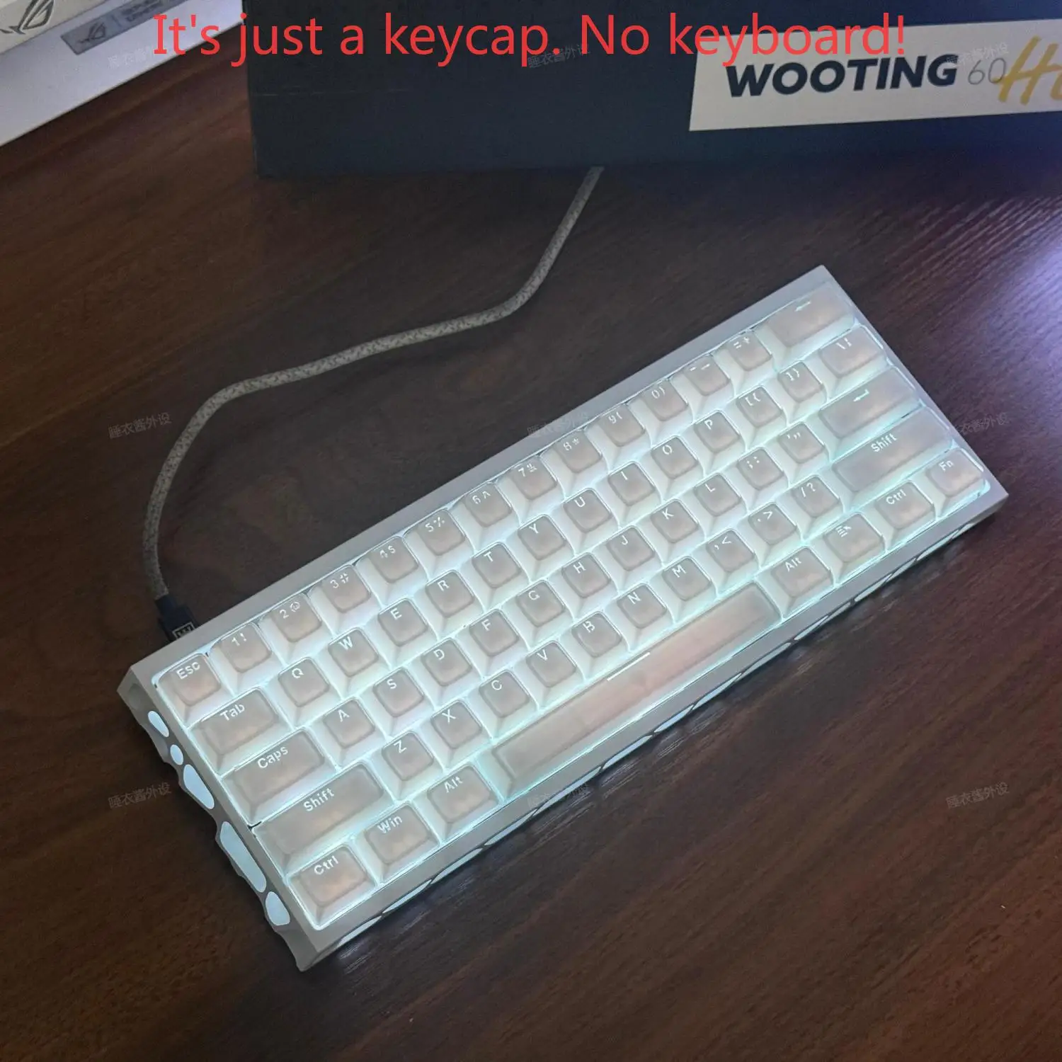 Llavero de teclado mecánico translúcido Jelly Crystal, teclas acrílicas de pudín, PBT + PC, OEM, 136 teclas blanco puro - imagen 4