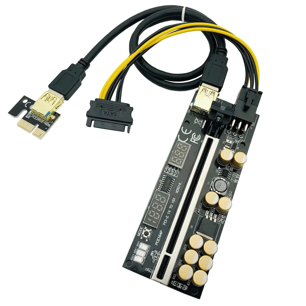 Elevador PCIE para tarjeta de vídeo 016, USB 3,0, voltaje de temperatura, GPU, PCI Express X16, potencia de 6 pines para minería, 1-10 piezas - imagen 5