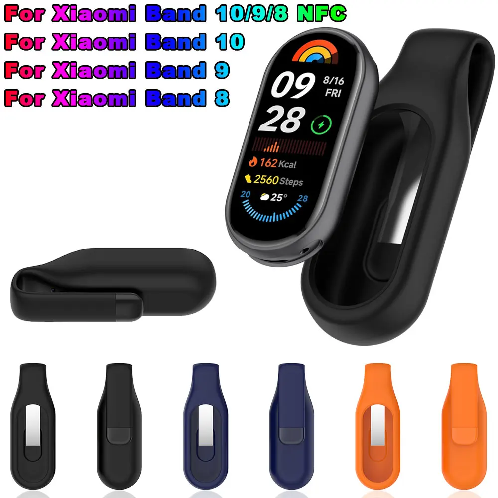Funda de silicona TPU para Xiaomi Mi Band 10 9 8, funda con soporte de hebilla con Clip de acero, Mi Band 9 8 Mi Band10, accesorios inteligentes, parachoques