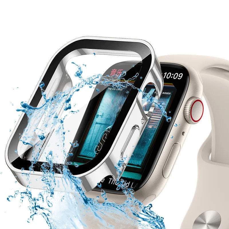 Protector de pantalla resistente al agua, funda dura para PC para Apple Watch 10, 9, 8, 45mm, 41mm, 44mm, 42mm y 46mm, cubierta completa para IWatch Ultra 7 SE 6 5 4