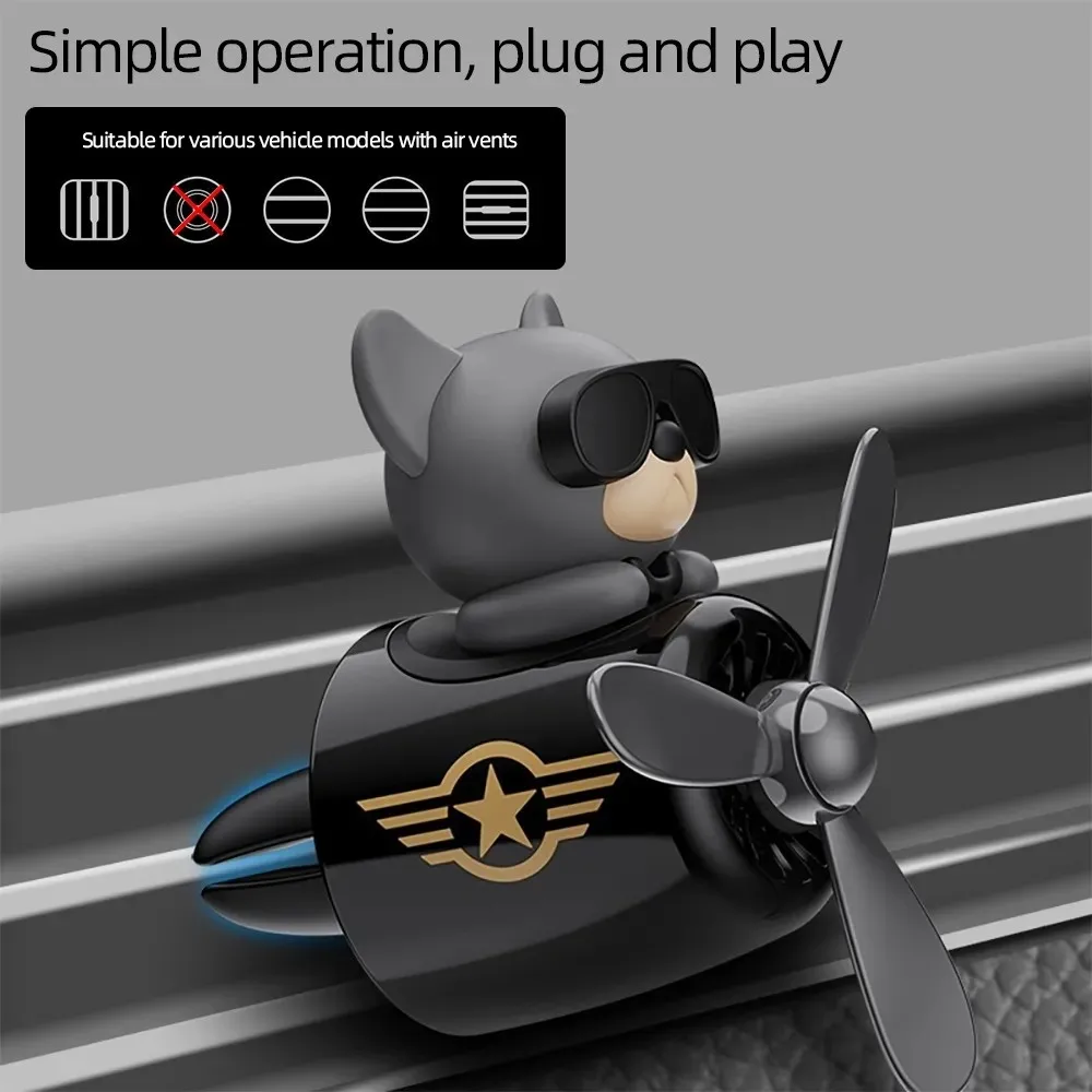Cool Bulldog Pilot-hélice giratoria, ambientador para coche, salida de aire, accesorios de aromatización de Perfume, Clip de ventilación automático para aromaterapia - imagen 3