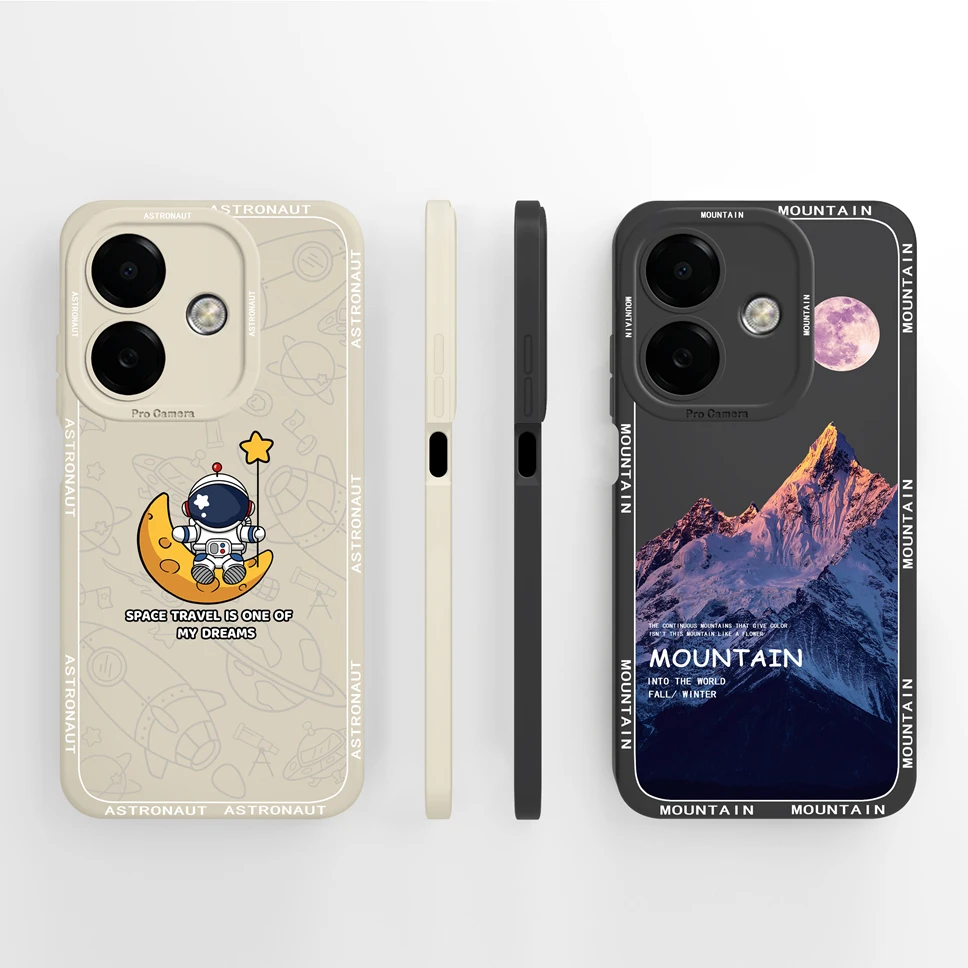 Funda de teléfono para Oppo A3 A3 Pro 4G 5G Pretty Mountain Astronaut protección trasera de silicona líquida para OppoA3 A3Pro Funda Capa