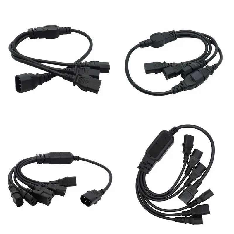 1 a 3 1 a 4 1 a 6 250V/10A IEC 320 C14 enchufe macho a 6XC13 hembra tipo Y cable de alimentación divisor C14 a 6 x C13