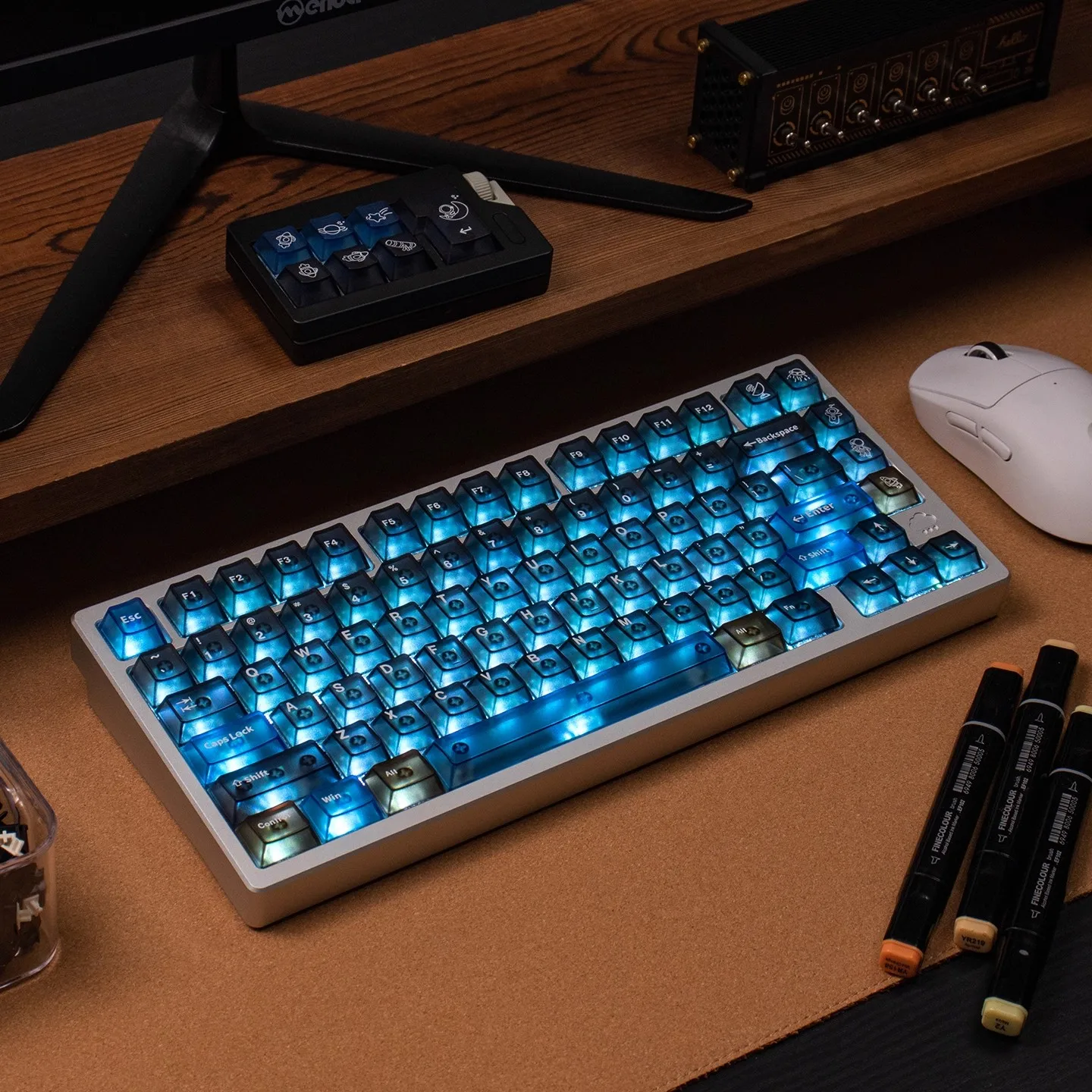 Juego de 153 teclas de PC con penetración antiniebla, tapa de teclado transparente esmerilado personalizado para PC, teclas de juego con perfil de cereza para teclado mecánico