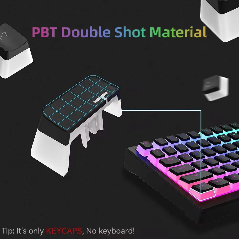 Teclas Pudding de 129 teclas, teclas PBT de doble disparo para 60 80, 100% de diseño, perfil OEM para teclado mecánico RGB para juegos translúcido - imagen 5