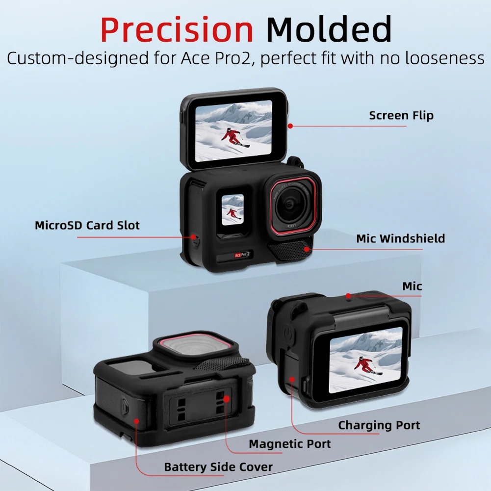Funda protectora de silicona para Insta360 Ace Pro 2, funda protectora, funda protectora portátil, accesorios para cámara - imagen 3