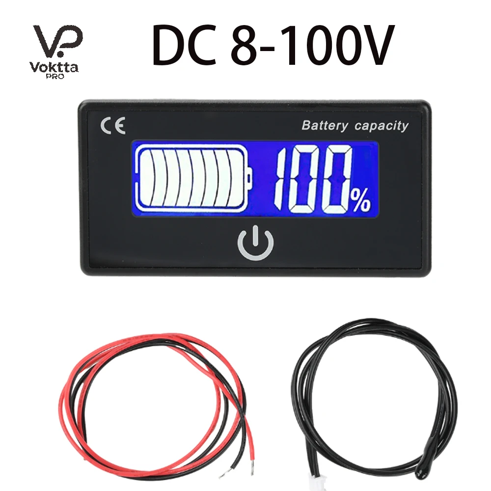 Pantalla indicadora de batería multifunción JS-F8 DC 8-100V ℃ / ℉   Medidor de interruptor táctil de temperatura de batería de voltaje conmutable - imagen 2