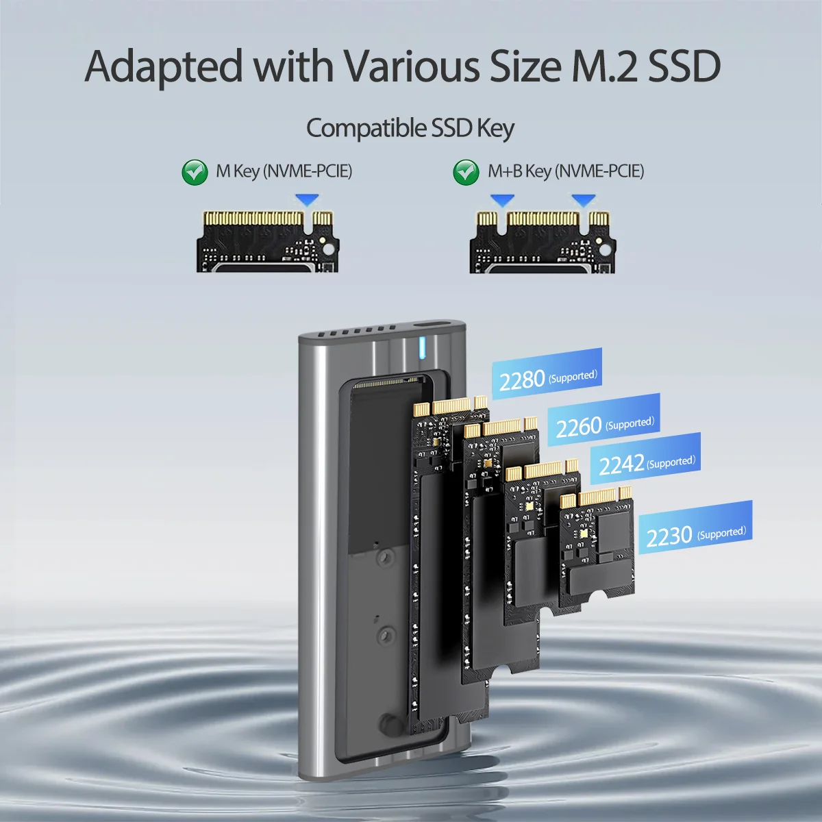JEAY 10Gbps M.2 NVMe SSD carcasa M.2 a tipo C 3,2 SSD adaptador M2 PCIE NVME NGFF SSD caja para 2230 2242 2260 2280mm ssd - imagen 5