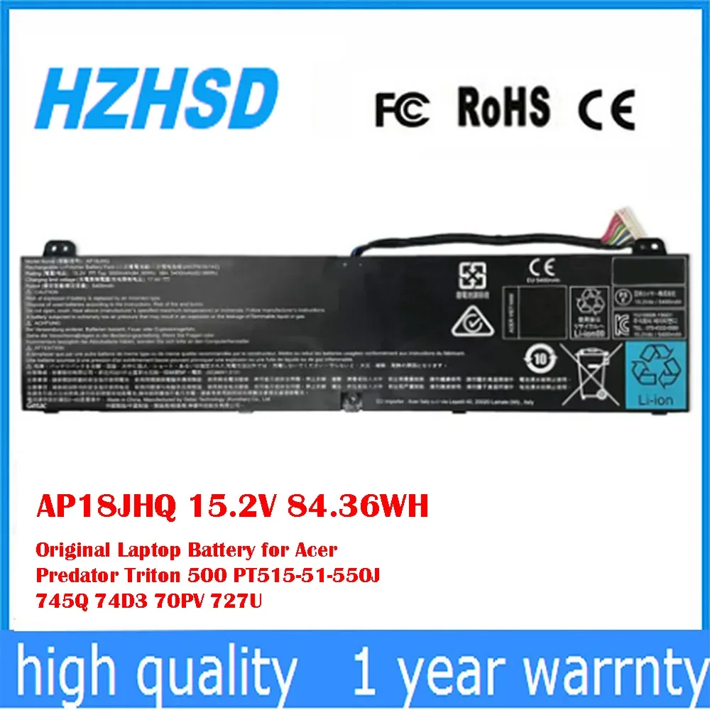 AP18JHQ 15,2 V 84.36WH batería Original del ordenador portátil para Acer Predator Triton 500 PT515-51-550J 745Q 74D3 70PV 727U