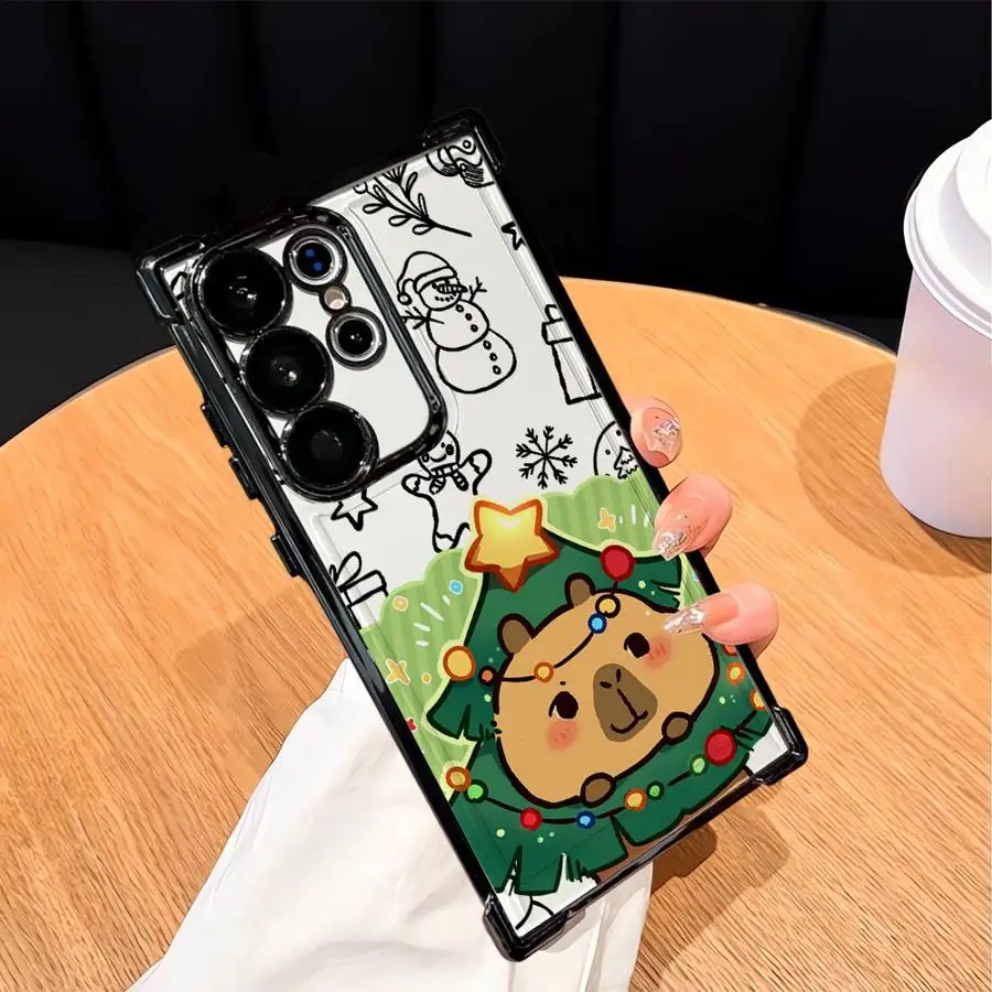 Funda navideña de capibara para Samsung Galaxy S23 S24 S20 FE S21 Plus S25 Edge S22 Ultra transparente - imagen 5