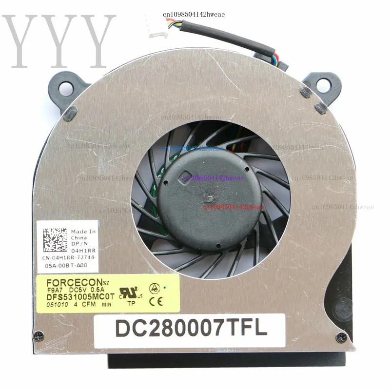 WYORESY para Dell Latitude E6410 E6510 ventilador de refrigeración de CPU para portátil 04H1RR DC 280007 TVL 4H1RR