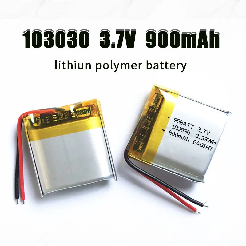 1-10 Uds 103030 3,7 V batería 900mAh Lipo baterías de iones de litio Ph2.0mm enchufe para altavoz ventilador purificador de aire controlador GPS MP3