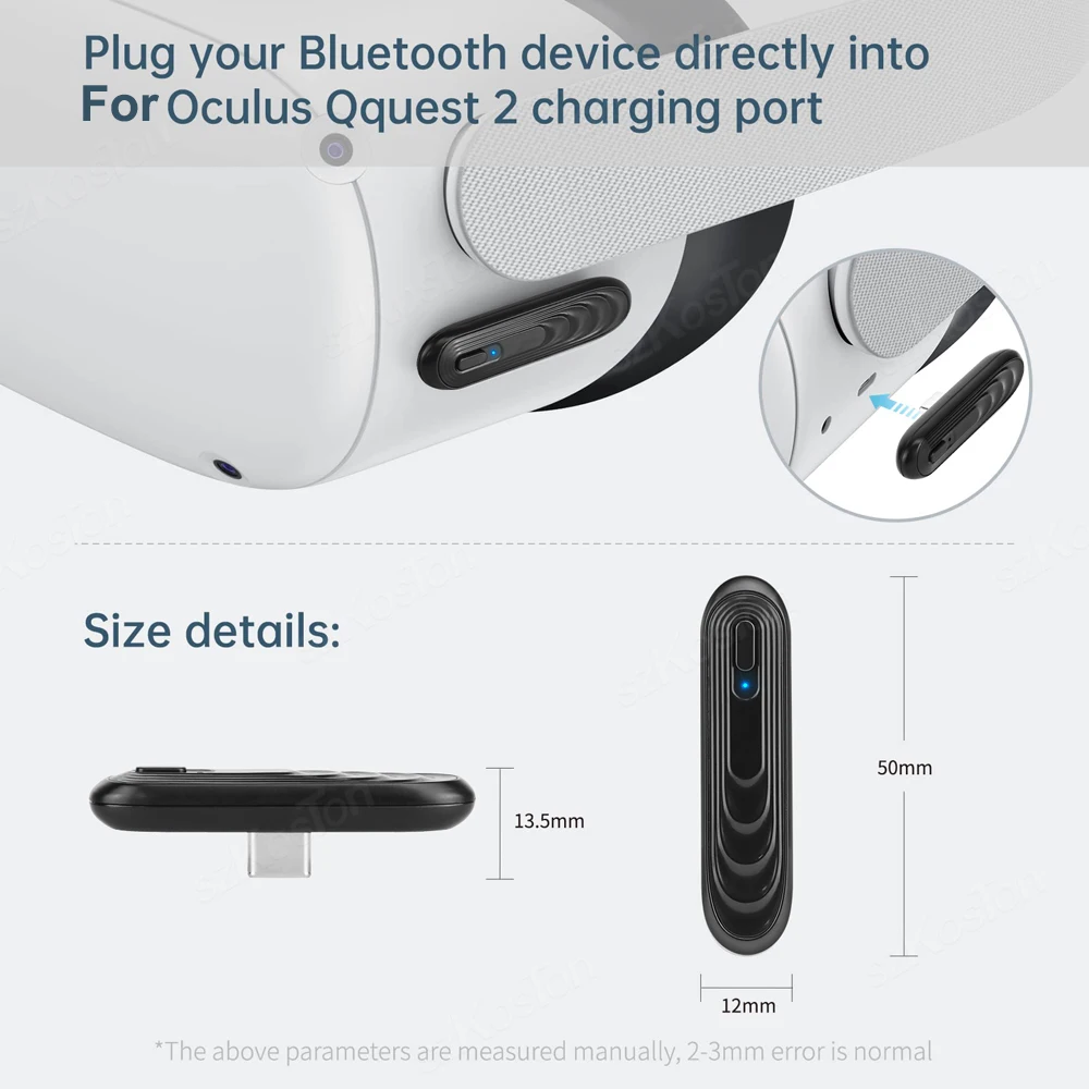 Transmisor compatible con Bluetooth 5,0 para auriculares Oculus Quest 2 VR, adaptador de Audio inalámbrico para Quest2 Switch, accesorios PS4 PS5 - imagen 4