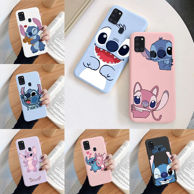 Funda de teléfono Lilo Stitch para Samsung Galaxy A21S, Funda protectora de cámara suave de silicona con bonitos dibujos, Funda para Samsung A 21S