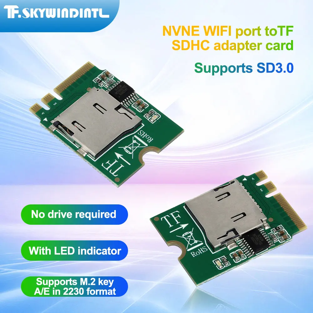 La tecla M.2 A+E al lector de tarjetas Micro SD/SDHC/TF USB3.0 admite convertidor de tamaño 2230 con indicador LED para ordenadores portátiles