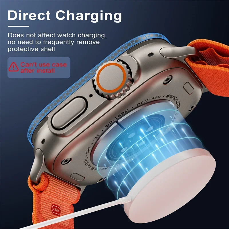 2 uds vidrio templado para Apple Watch Ultra 49mm marco de Metal de titanio película antiarañazos Serie Ultra 2 accesorios protectores de pantalla - imagen 5