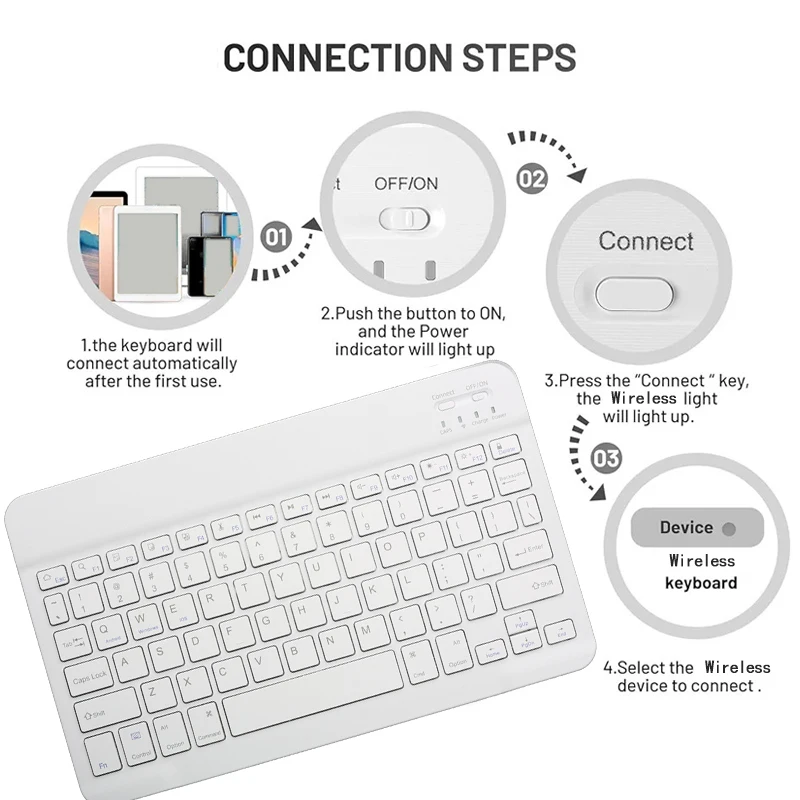 Teclado inalámbrico compatible con Bluetooth para Android IOS Windows Mini, teclado para juegos de 78 teclas para PC, iPad, tableta - imagen 4