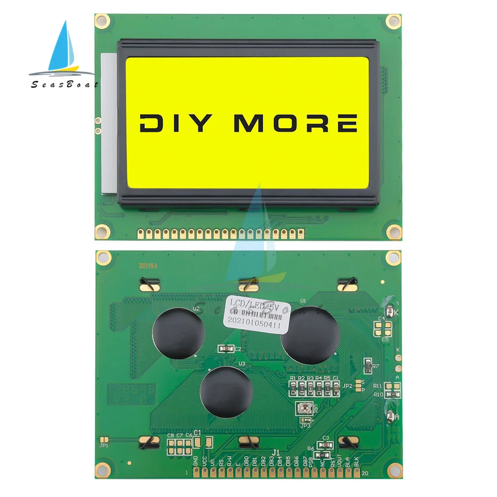 Módulo LCD 12864, pantalla azul, amarilla y blanca, módulo de pantalla LCD de 8x4 caracteres, controlador AIP31020, 3,3 V, 5V, puerto paralelo de una sola fila - imagen 2